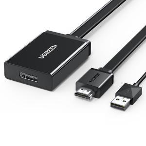 绿联/UGREEN HDMI转DP转换器转换线连接线 40238 HDMI转Displayport母4K高清 黑色