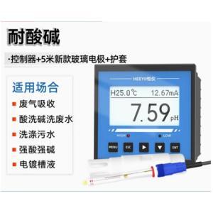 恒仪 在线检测PH计 220VAC供电 开孔尺寸92*92mm  4-20mA输出  485通讯 耐酸碱耐高温玻璃电极  5米引线带温补