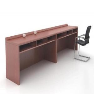 兆生家具 条桌 1400*450*750mm E0级环保中密度纤维板实木封边 胡桃木色