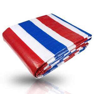 益得金冠 彩条布 宽度12米 长度30米 聚乙烯PE材质 新料 约34kg 双面覆膜 红白蓝三色
