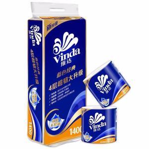 维达 卫生纸 V4069 蓝色经典4层加厚有芯卷纸140g 138mm×104mm/节 10卷/提 6提/箱