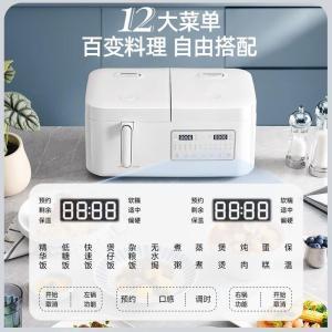 摩飞 电饭煲MR8501 新款家用多功能双胆电饭煲  小型饭锅压力双拼双用一体 功率1000w  2L+2L