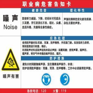 亨晟电力 安全标识牌  铝板+反光膜 50*60cm 职业病危害告知卡-噪声