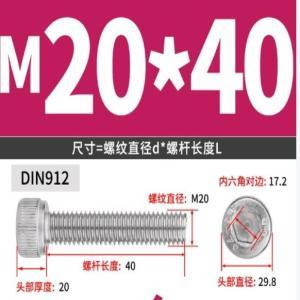 固晟达 内六角圆柱头螺钉 M20*40mm 316不锈钢 本色  5个/包