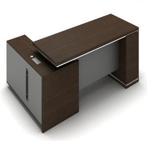 兆生家具 班台 1600*1600*750mm E0级环保中密度纤维板实木封边 主副台结构 胡桃木色