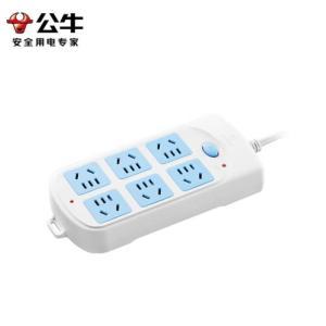 公牛 拖线板 GN-603 电压250V 电流10A 5米 6插位 总控 蓝白