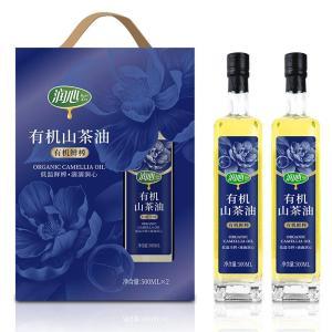 润心 食用油 / 有机生榨山茶油500ml*2瓶 盒