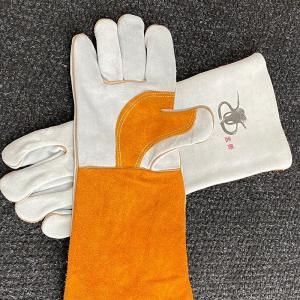 孟兽 劳保手套 4194-16 均码 长约40cm 牛皮 斧口加强款 48双起订