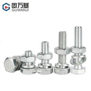 固万基/GUWANJI 外六角螺丝六角螺母平垫弹垫组合 M14*60 材质：碳钢 表面处理：白锌