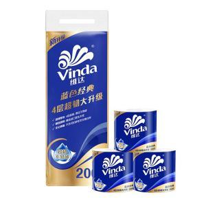 维达 蓝色经典卷纸 V4073 138*104mm 4层超韧大升级 200克/卷 10卷/提