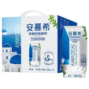 安慕希 希腊风味常温酸奶原味 205g*12盒 原味