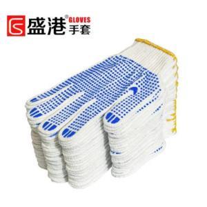 盛港 棉线手套SG-DJX1 23*13cm 均码 棉线 PVC蓝点胶 24双/包