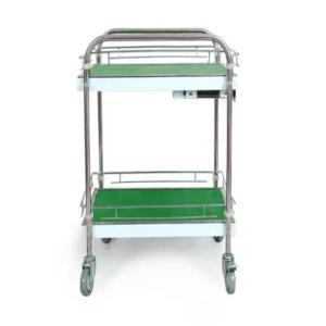 捷安瑞 仪表手推车PC-2D 700*500mm 200kg承重 可拆卸护栏 不锈钢主管 防滑橡胶台面 刹车万向轮