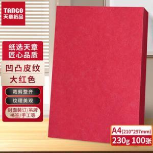 天章 彩色复印纸P95417 230g A4 双面凹凸纹 100页/包 红色