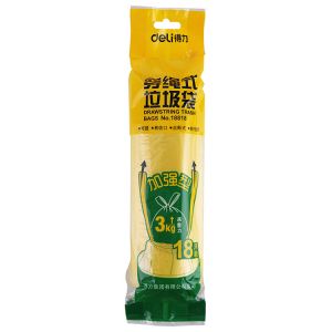 得力 穿绳式垃圾袋 18818 45*55cm 18个/卷 黄色