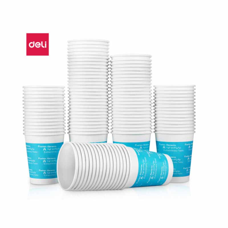 得力(deli) 加厚一次性纸杯9561 100只装蓝色(9盎司)250ml