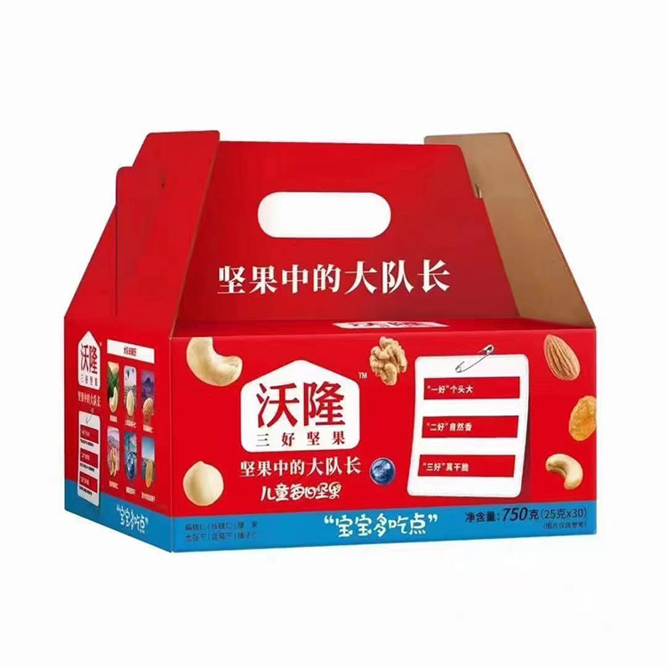沃隆 每日坚果礼盒 750g(25g*30袋) 核桃仁20% 腰果18% 扁桃仁26% 金提干14% 蓝莓干12% 榛子仁10% 保质期12个月 升级版 红色礼盒