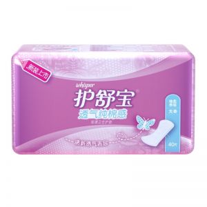 护舒宝 透气纯棉感轻薄护垫  40片 无香