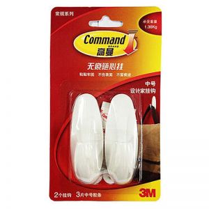3M 高曼无痕挂钩 17081 中号 2个挂钩 3片胶条