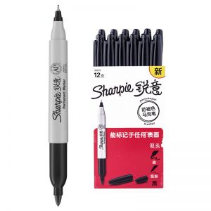 锐意/SHANPIE 防褪色马克笔双头 1962612 12支/盒 黑色
