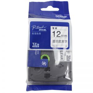 兄弟/BROTHER 标签机色带 TZe-M31 适用机型 PT-E100B;PT-D200,12mm 透明底黑字