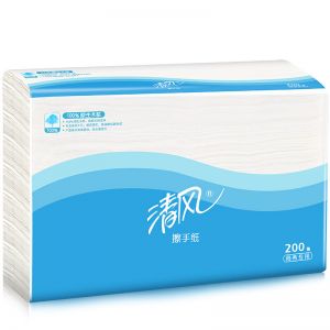 清风/KYFEN 单层三折全压花擦手纸 B913AC 225*230mm 200张/包 1/20