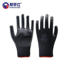 帮手仕 挂胶劳保手套 K218 黑色 包