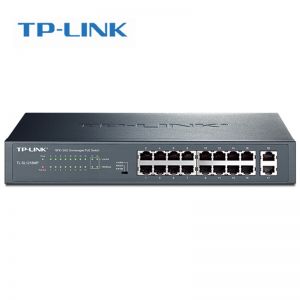 普联/TP-Link 交换机 TL-SL1218MP 16个10/100Mbps RJ45百兆端口+2个10/100/1000Mbps RJ45千兆端口 支持POE供电 220V 50/60Hz 黑色