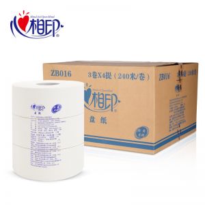 心相印 大卷纸 ZB016 2层 有芯卷纸 240米/卷 120*92mm/节 2000节/卷 3卷/提 4提/箱 白色