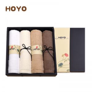 HOYO 臻品长绒棉荷花4件套礼盒 7151-whi 33*72cm*4 90g 总重680g 27个/箱 精梳棉 白色系列