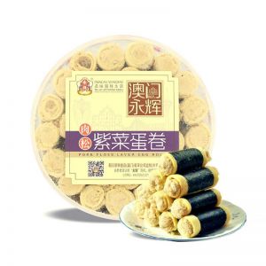 永辉 肉松紫菜蛋卷 圆盒 260g 传统手工鲜鸡蛋卷 海苔味 澳门风味  12个月