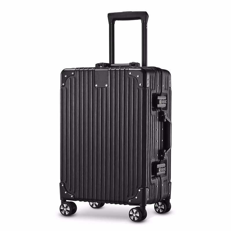 特曼希/TRAMXV 复古铝框静音轮旅行箱 材质:PC+铝框 里料:涤纶 20寸 万向轮 黑色