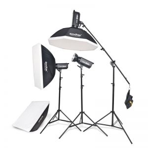 神牛/Godox 摄影灯套装 DP600W DP600W闪光灯头*3 气压灯架*2 LB-02顶灯横臂干*1 80*120cm柔光箱*2 120CM八角柔光箱*1 AT-16触发器*1 黑色