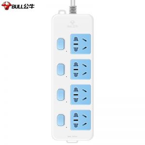 公牛 插排 GN-315 全长3m 新国标 4位分控 2500W 250V 10A PVC袋装 尺寸227*72*29mm 蓝白