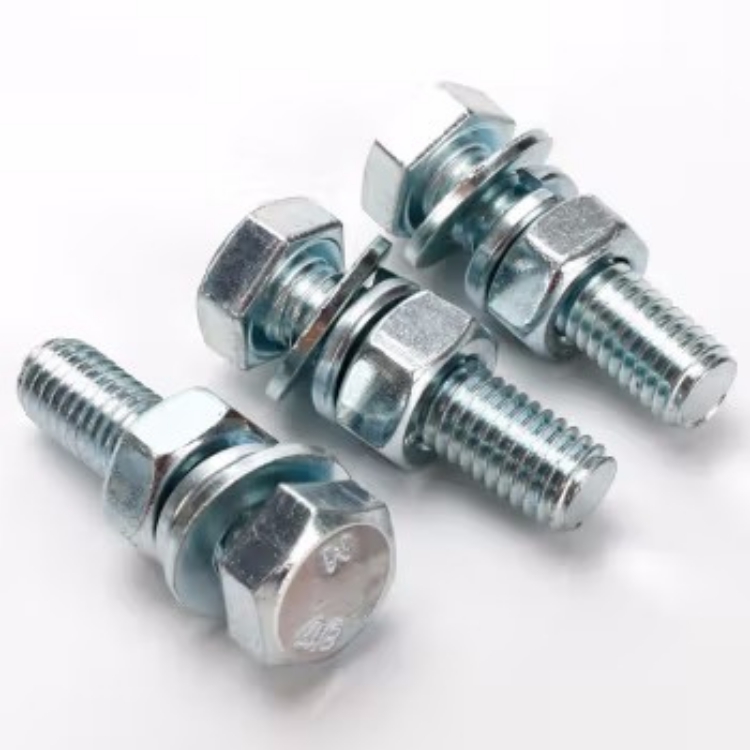 宁力 外六角螺栓 M12 1.75mm 长40mm 抛光 碳钢 全丝 4.8级 1套含:螺栓*1 螺母*1 垫片*1 弹垫*1