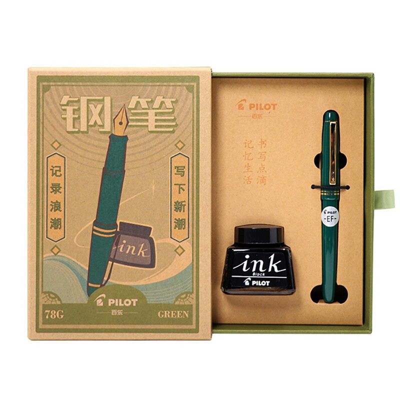 百乐 复古78G钢笔套装 FP78GEFG-I30B-ZH EF咀 （配墨水/笔盒） 绿色