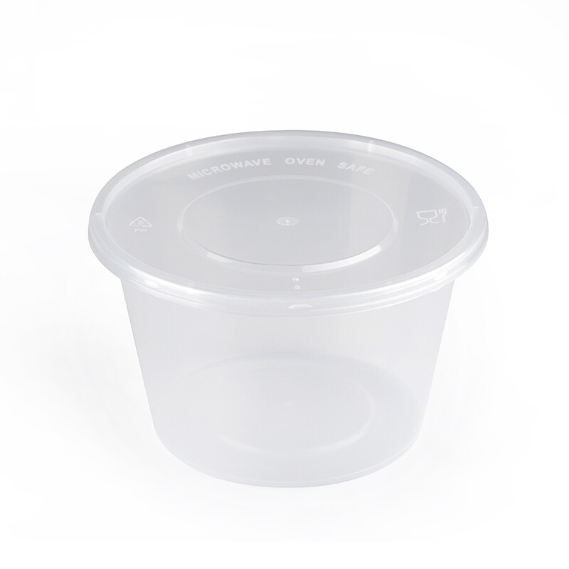 辽方源 一次性餐盒 材质:PP 500ml 圆形 450套/箱 带盖 透明
