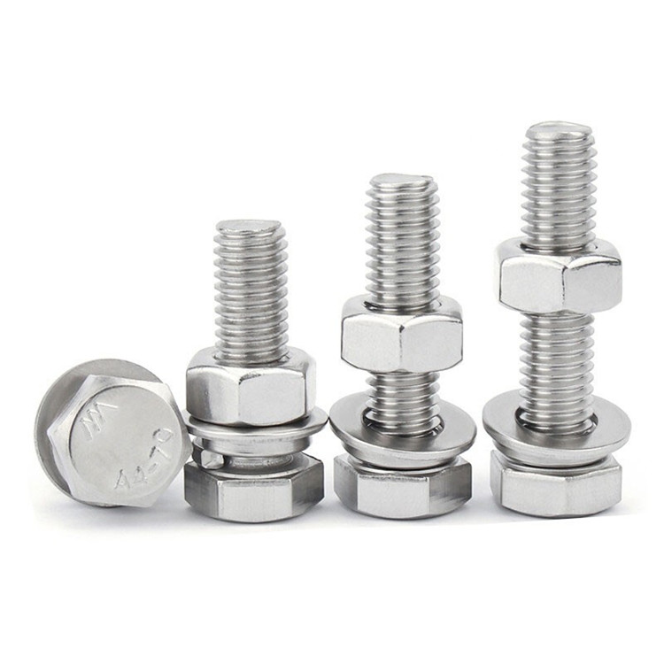 宁力 外六角螺栓 M16 长70mm 316不锈钢 抛光洗白 含螺帽1个 弹垫1个 平垫2个