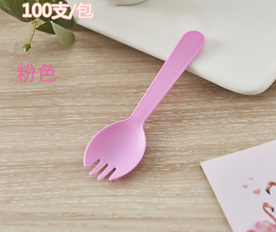 花弗 一次性小勺子 材质：塑料 尺寸：长12cm 宽4cm 100支/份 粉色