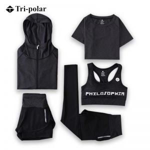 Tri－polar 女士瑜伽运动服5件套 TP1263 M码 面料：90%涤纶 10%氨纶适用季节：四季 速干