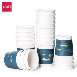 得力 一次性纸杯 19214 280ml 原纸 20只/袋 烫金山水纹理