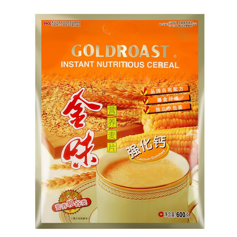金味 营养麦片 强化钙  独立包装 600g 保质期18个月