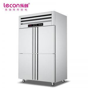 乐创/lecon 商用冰柜 LC-J-SMG02 开门方式:四门 总容积:900L 制冷方式:直冷式 温区:全冷藏 电压:220V 银色