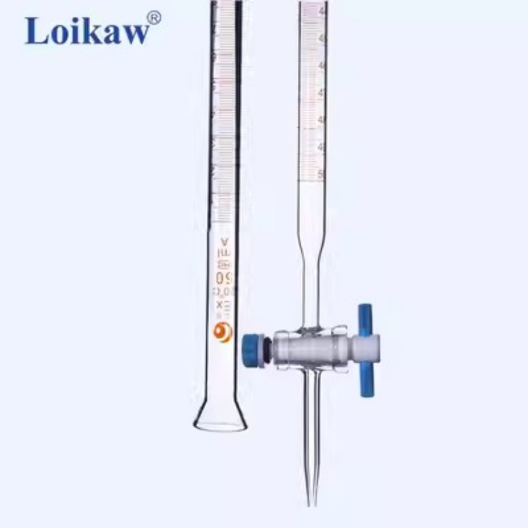 垒固 酸式滴定管 B-011023 50ml 约77cm 玻璃 A级 四氟活塞 喇叭口 白色