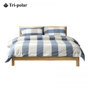 Tri－polar 床上用品纯棉四件套 TP2980 被套200*230cm 床单230*250cm 枕套48*74cm*2 水洗棉 蓝大格