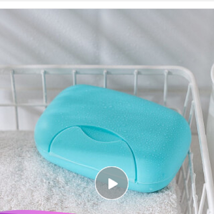 加加林 JAJALIN 带盖可携带旅行香皂盒 锁扣便携手工皂盒肥皂盒 塑料 大号蓝色