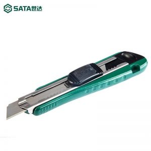 世达/SATA 工业级金属美工刀 93430 8节 18*100mm 锌合金刀身 表面烤漆 不锈钢刀套 带锁