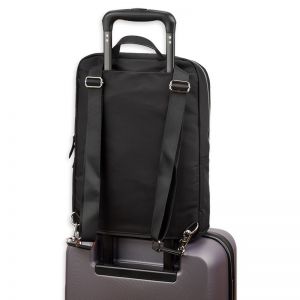 泰格斯 电脑包 TBB598GL-70 15-16英寸 尼龙+PU 带拉杆箱固定带 双肩包 黑色