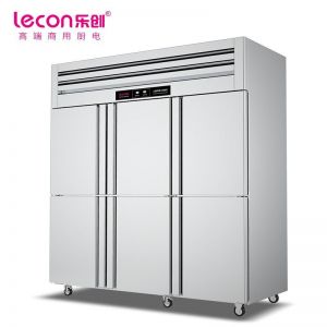 乐创/lecon 商用冰柜 LC-J-LMG01 开门方式:六门 总容积:1490L 制冷方式:直冷式 温区:全冷冻 电压:220V 银色