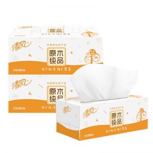 清风/KYFEN 原木纯品盒装抽纸 B338C3 2层 206*195mm 200抽/盒 3盒/提